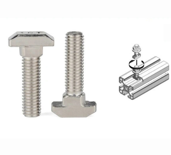 Stainless Steel Hammer Head Screws M10X25 with M10 Flange Nuts Stainless Steel PV Profiles Hammer T Bolt for Solar Panel Photovoltaic Mounting System 2