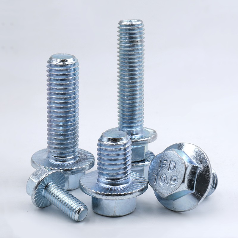 10.9 Carbon Steel Zinc Plated Full Thread Flange Bolt with serration