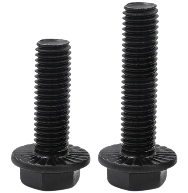 Carbon Steel Hex Flange Bolts with Serrated Face Black Oxide Finish Non-Serrated