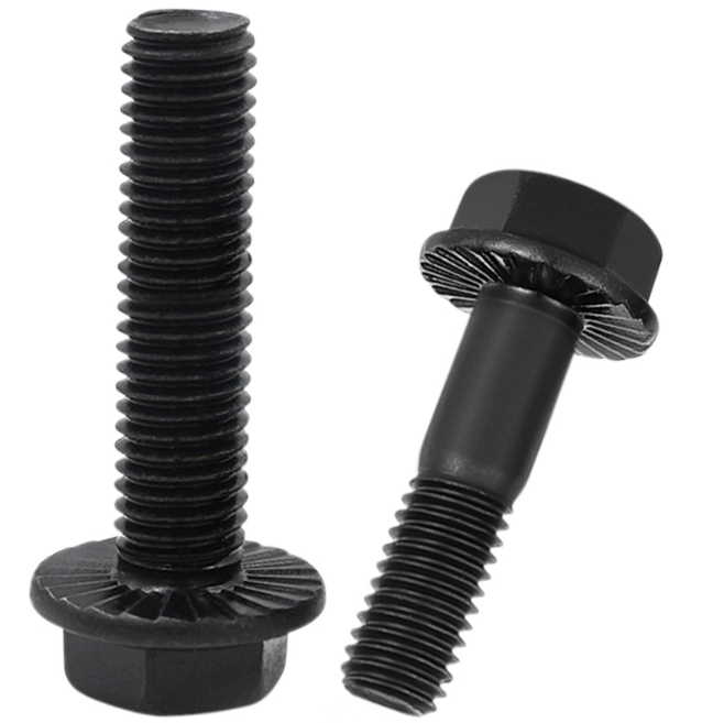 Carbon Steel Hex Flange Bolts with Serrated Face Black Oxide Finish Non-Serrated 1