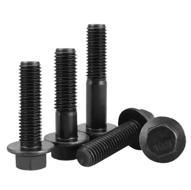 Carbon Steel Hex Flange Bolts with Serrated Face Black Oxide Finish Non-Serrated 3