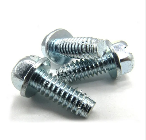 Factory customized zinc plated m2 m3 m4 m5 m6 hexagon bolt hex flange head slotted anti slip machine bolt 2