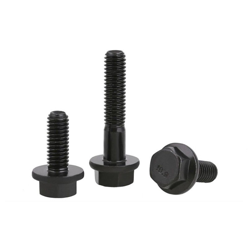 Grade 4.8.8.8 10.9 12.9 Hex Flange Head Bolt Black Fastener Carbon Steel M4 M16 M24 M30 M10 M12 M27 80mm Length 4