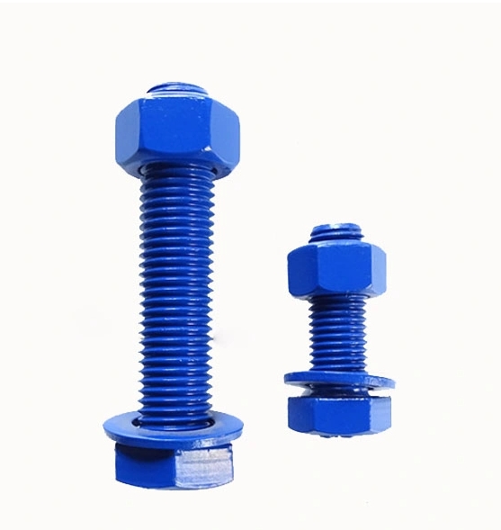 High Strength Blue Coated PTFE Painted A193 B7 Stainless Steel Carbon Steel Allen Screws Hex Bolts with 2h Nuts