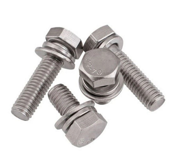 Stainless Steel Hexagonal Head Sems Screws with Spring and Flat Washer Two Washers Combination
