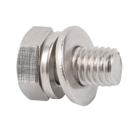 Stainless Steel Hexagonal Head Sems Screws with Spring and Flat Washer Two Washers Combination 1