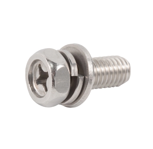 Stainless Steel Hexagonal Head Sems Screws with Spring and Flat Washer Two Washers Combination 3