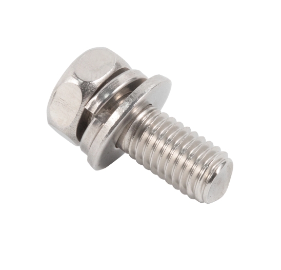 Stainless Steel Hexagonal Head Sems Screws with Spring and Flat Washer Two Washers Combination 4