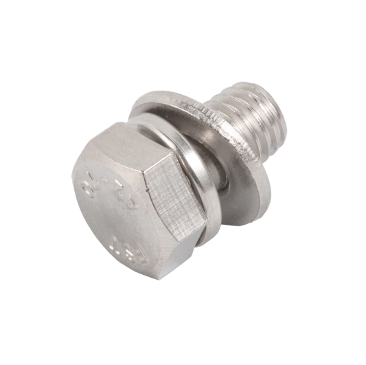 Stainless Steel Hexagonal Head Sems Screws with Spring and Flat Washer Two Washers Combination 5