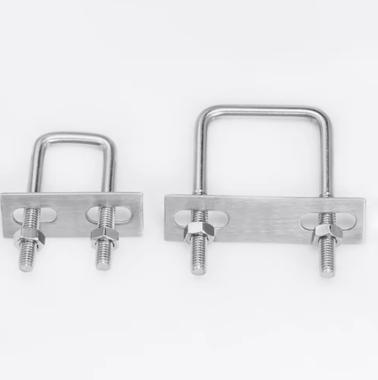 304 Stainless Steel Square U Bolt 4.8 Grade M6 M8 M10 M12 U Bolt Pipe Clamp Bracket With Nut 1