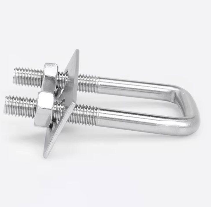 304 Stainless Steel Square U Bolt 4.8 Grade M6 M8 M10 M12 U Bolt Pipe Clamp Bracket With Nut 4