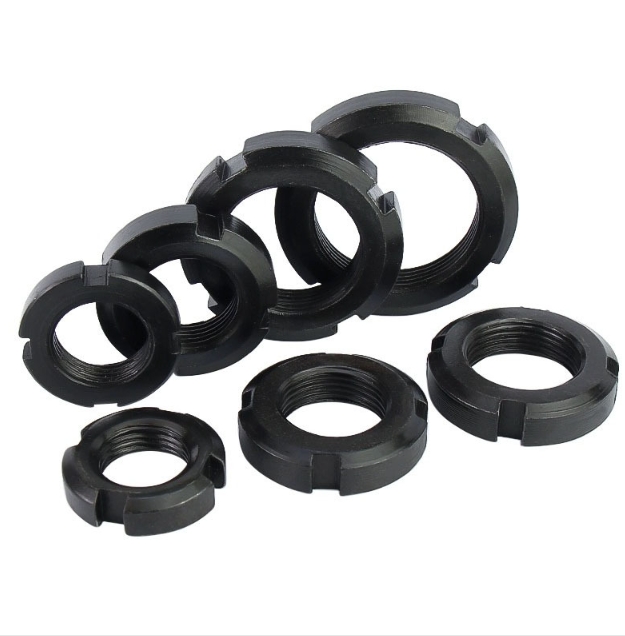 M12 14-120 Black Carbon Steel Round Carbon Steel Lock Nut Slotted Nut for Secure Fastening GB812 Stop Nuts 1