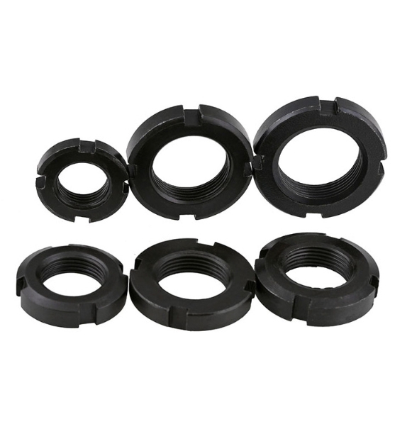 M12 14-120 Black Carbon Steel Round Carbon Steel Lock Nut Slotted Nut for Secure Fastening GB812 Stop Nuts 5