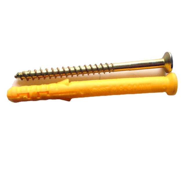 Small Yellow Fish Plastic Expansion Screws Self-Tapping Nylon Bolts with Glue Plugs ISO Standard