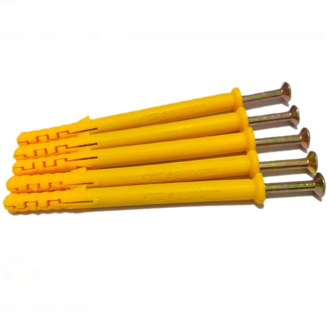 Small Yellow Fish Plastic Expansion Screws Self-Tapping Nylon Bolts with Glue Plugs ISO Standard 1