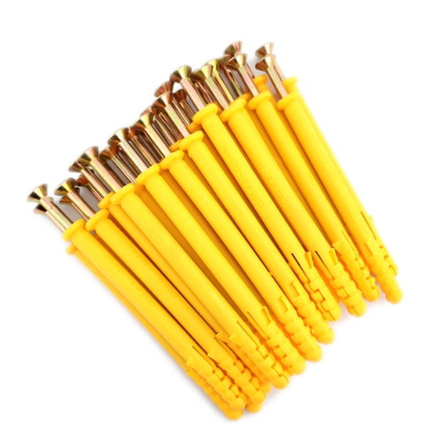 Small Yellow Fish Plastic Expansion Screws Self-Tapping Nylon Bolts with Glue Plugs ISO Standard 2