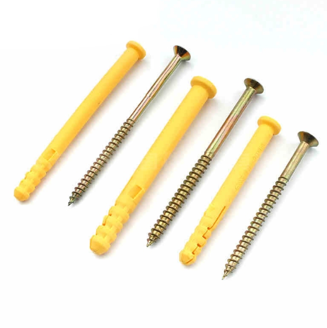 Small Yellow Fish Plastic Expansion Screws Self-Tapping Nylon Bolts with Glue Plugs ISO Standard 3