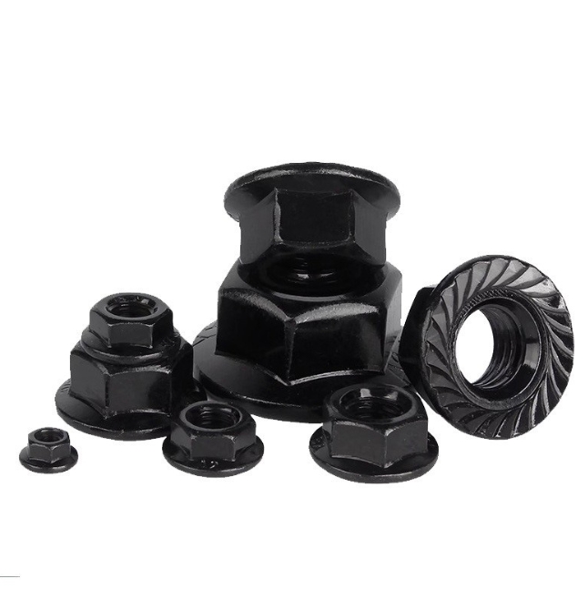 Carbon Steel Serrated Flange Nuts with Black Oxide Finish