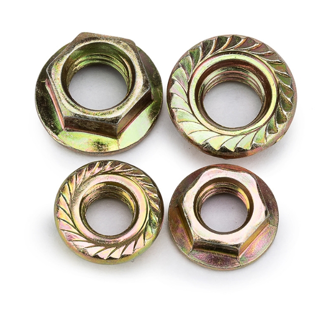 Custom Supply Carbon Steel, Outer Hexagon Flange Female M4 M6 M14 M16 Big Sawtooth Galvanized Serrated Flange Nuts 2