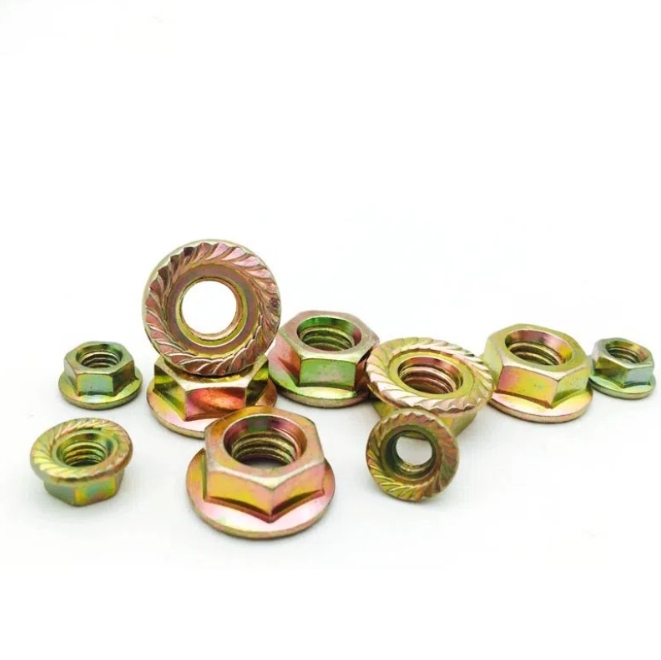 Custom Supply Carbon Steel, Outer Hexagon Flange Female M4 M6 M14 M16 Big Sawtooth Galvanized Serrated Flange Nuts 3