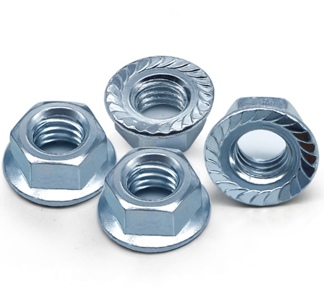 Wide Bearing Surface Flange Nuts – Blue-White Zinc High Corrosion Resistant