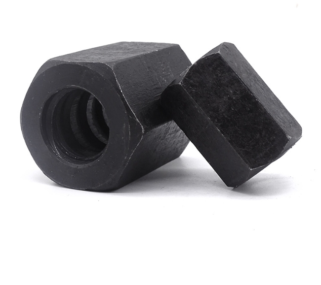 Carbon Steel External Hex Coupling Nuts Extended Rod Connector Black