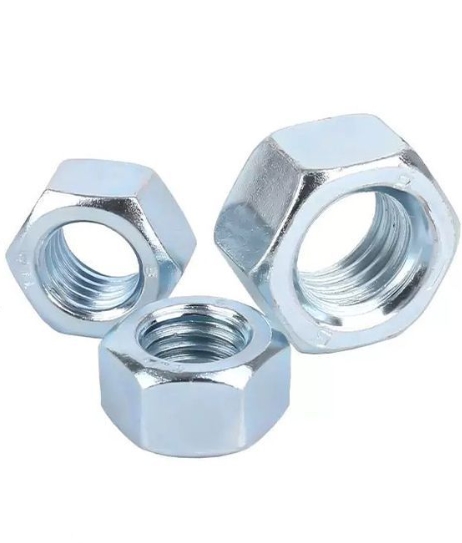 Corrosion Resistant Zinc Plated Hex Nuts with Blue-White Passivation Metric Bright