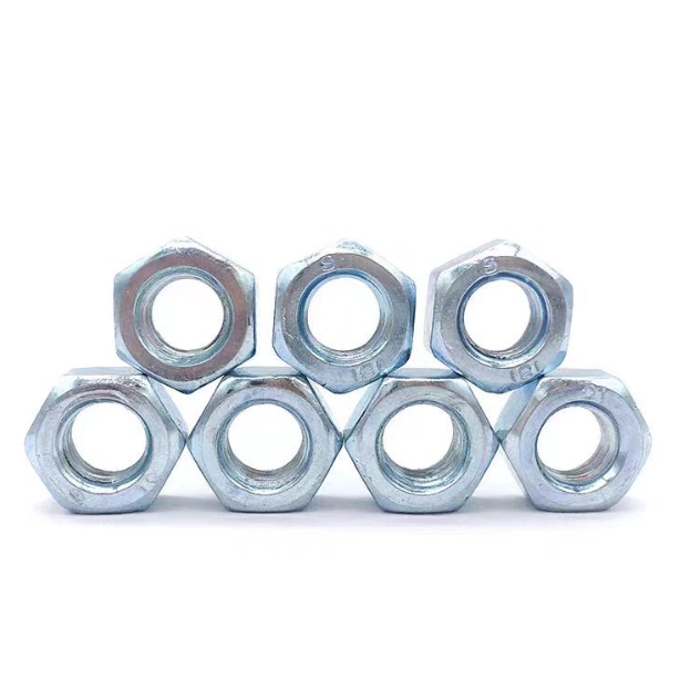 Corrosion Resistant Zinc Plated Hex Nuts with Blue-White Passivation Metric Bright 1