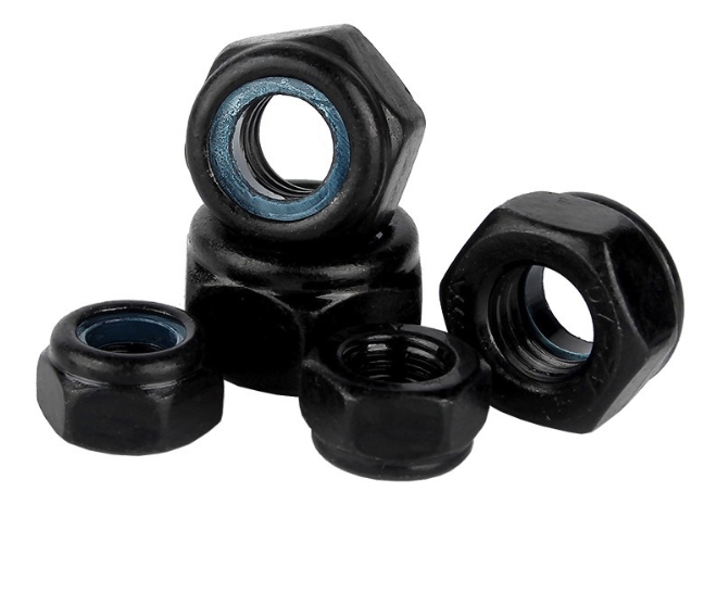 Large Diameter Black Phosphated Nylon Lock Nut