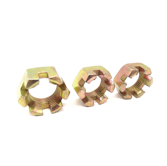 Corrosion Resistant Castle Nuts with Cotter Pin Slots (Yellow Zinc) 1
