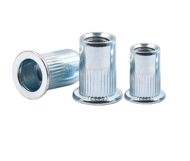 Factory Direct Selling Zinc Plated Carbon Steel Flat Head Insert Nuts Rivet Nuts Blue White Zinc 2