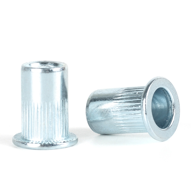 Factory Direct Selling Zinc Plated Carbon Steel Flat Head Insert Nuts Rivet Nuts Blue White Zinc 3
