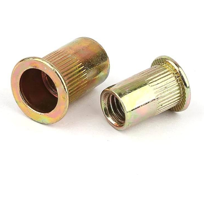 Rivet Nut Galvanized Yellow Zinc Flat Head Metric/Imperial Straight Grain 1