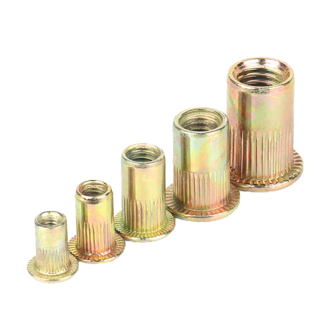 Rivet Nut Galvanized Yellow Zinc Flat Head Metric/Imperial Straight Grain 3