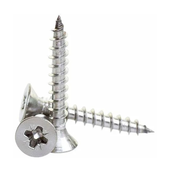 Made in China Fitting Fastener Stainless Steel Double Countersunk Head Pozi DIN7505 Flat Head Chipboard Screw Wood Screw