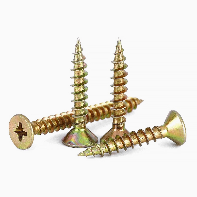 Yellow/Gold Zinc Plated Csk Head Pozidrive DIN7505 Full/ Half Thread Chipboard Screw 1