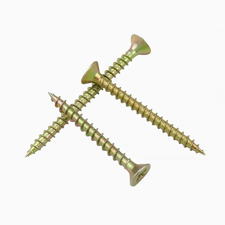 Yellow/Gold Zinc Plated Csk Head Pozidrive DIN7505 Full/ Half Thread Chipboard Screw 5