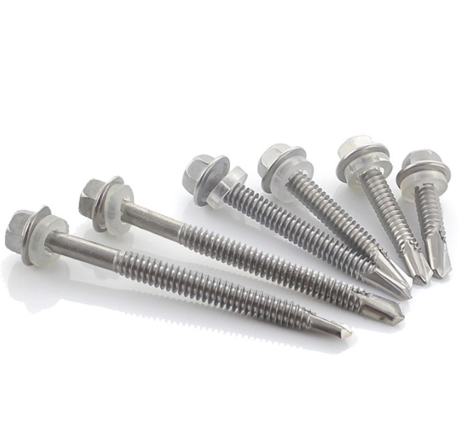 #10 Roofing Tek Screws With Rubber Washers Tornillos Hexagonal Hex Head Self Drilling Screws