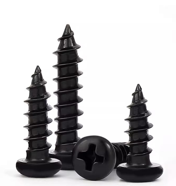 Carbon Steel Cross Recessed Pan Head Self Tapping Screw for Window Hardware Accessories Black 1