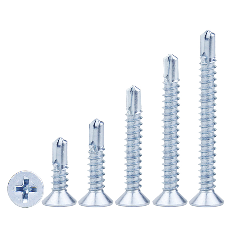 Zinc Plated Carbon Steel Crosse recessed Countersunk Head Self Drilling Screw 4