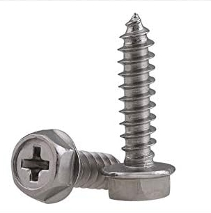 304 Stainless Steel Cross Hex Flange Self Tapping Screw M3 M4 M5 M6 Screw Flange Tapping Screw with Mat Self Tapping