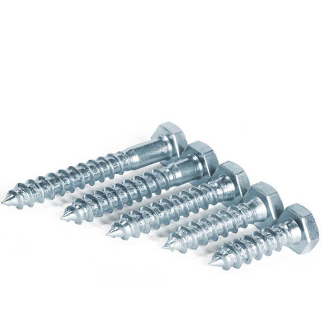 Hot-selling Carbon Steel Blue Zinc Plated Galvanized Full Thread DIN571 Hex Wood Screw