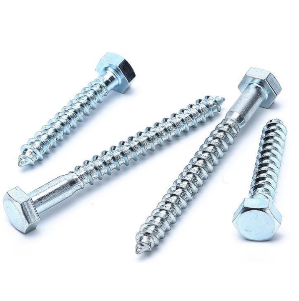 Hot-selling Carbon Steel Blue Zinc Plated Galvanized Full Thread DIN571 Hex Wood Screw 3