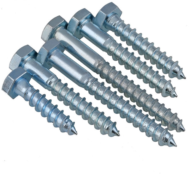 Hot-selling Carbon Steel Blue Zinc Plated Galvanized Full Thread DIN571 Hex Wood Screw 4