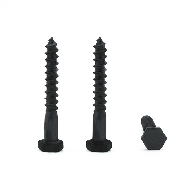 Professional Carbon Steel Black Oxide High Strength MS Hex Wood Screw