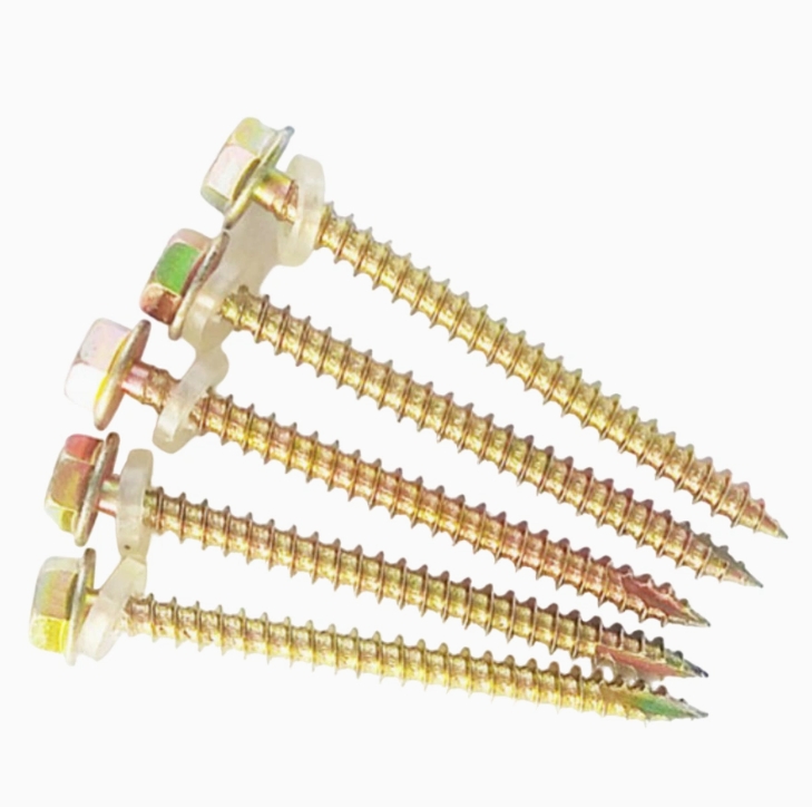 Color Zinc Plated Hexagon Washer Head Wood Screw with EPDM Rubber Gasket 4