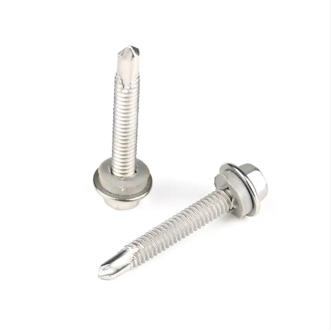 DIN7504 Zinc Plated Flange Head Self Drilling Screw With Nylon Washer 4