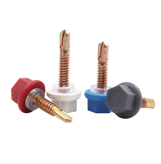 Galvanized Colorful Plastic Cap Nylon Self Drilling roofing Tek Tapping Sheet Metal screw With Plastic Washer 1