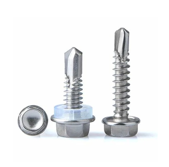 SS304 SS410 SS316 Stainless Steel Carbon Steel DIN7504K Hex Washer Head Self Drilling Screw with PVC Rubber Roofing Screw Self Tapping Screw