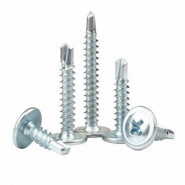 Blue-White Zinc Plated Carbon Steel Hex Washer Head Self-Drilling Screws